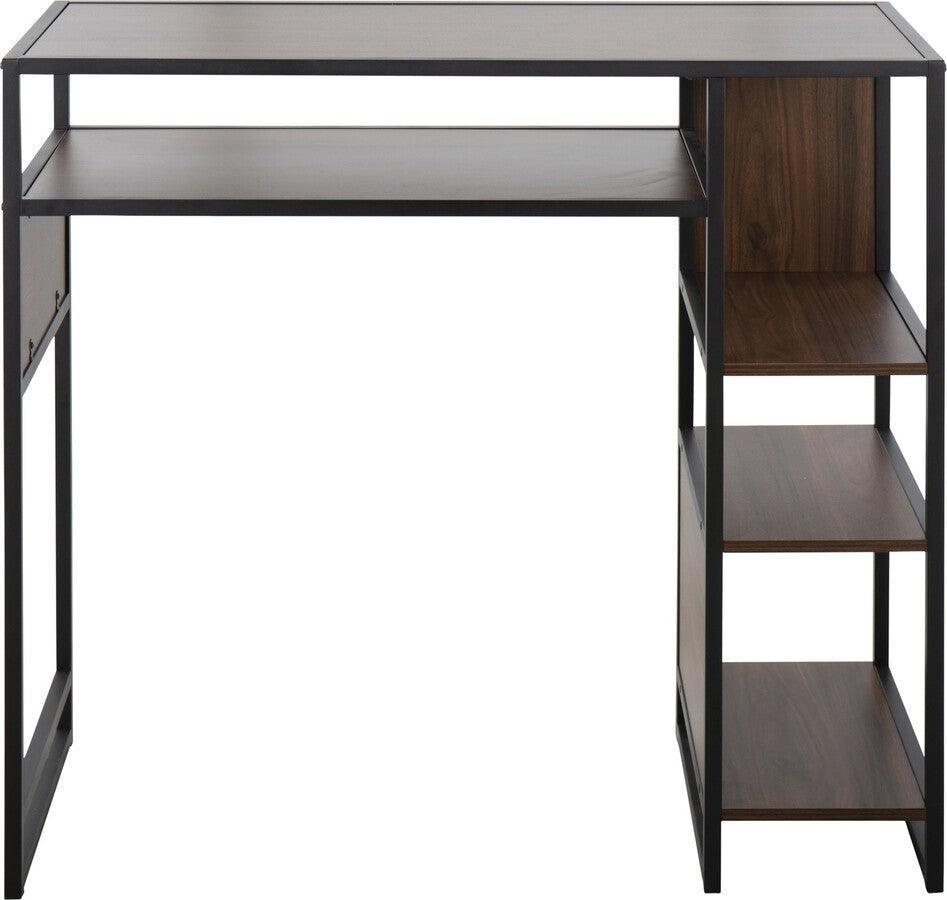 Lumisource Bar Tables - Display Farmhouse Bar Height Table With Storage Space In Black Metal & Walnut Wood