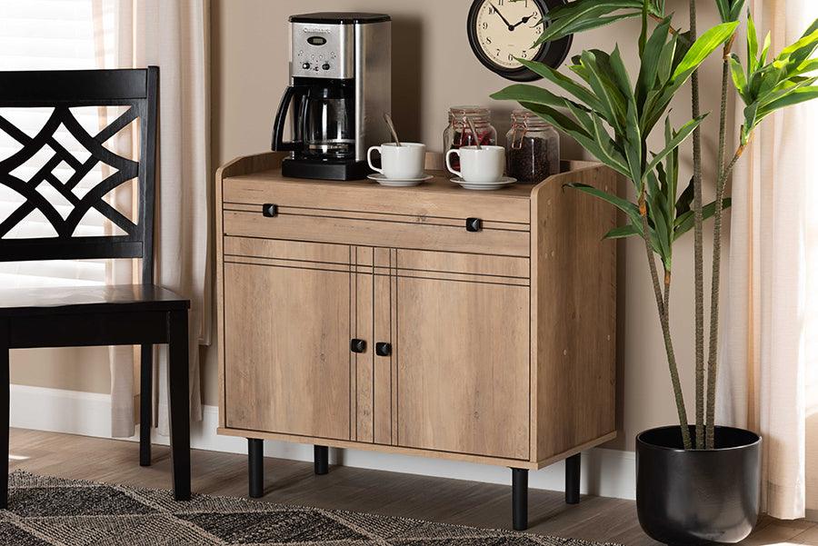 Wholesale Interiors Buffets & Sideboards - Patterson Modern and Contemporary Oak Brown Finished Wood 2-Door Kitchen Storage Cabinet