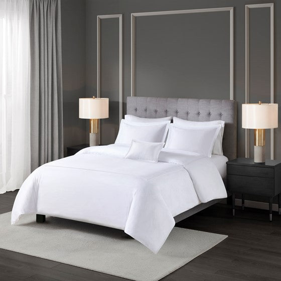 Olliix.com Comforters & Blankets - 100% Cotton Sateen Embroidered Comforter Set White/White Cal King