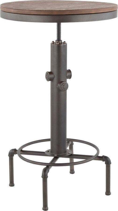 Lumisource Bar Tables - Hydra Industrial Bar Table in Vintage Antique Metal and Brown Wood-Pressed Grain Bamboo