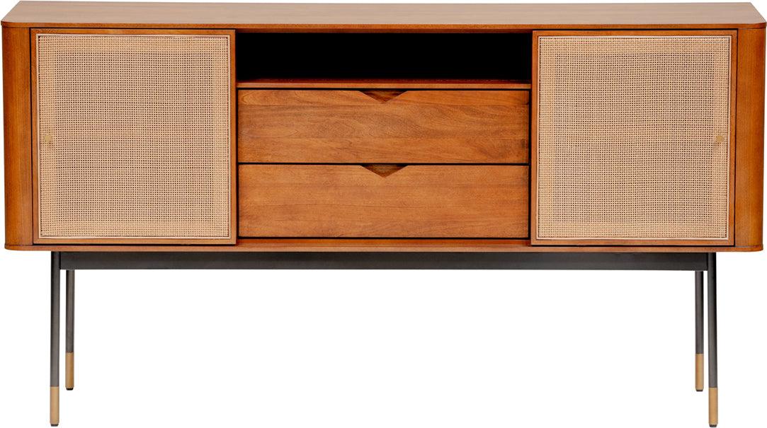 Euro Style Buffets & Cabinets - Miriam 59" Sideboard in Brown with Natural Wicker