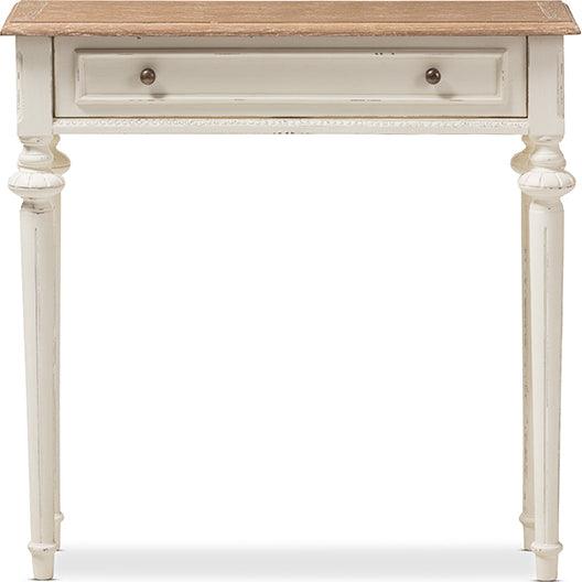 Wholesale Interiors Consoles - Marquetterie French Weathered Oak And White Wash Distressed Finish Wood Two-Tone Console Table