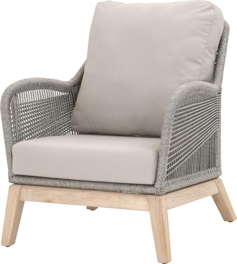 Essentials For Living Outdoor Chairs - Loom Outdoor Club Chair Platinum Rope, Smoke Gray, Gray Teak