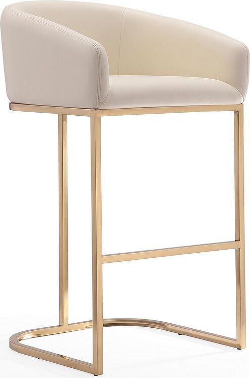 Manhattan Comfort Barstools - Louvre 40 in. Cream and Titanium Gold Stainless Steel Barstool (Set of 2)