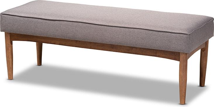 Wholesale Interiors Benches - Arvid Mid-Century Modern Gray Fabric Upholstered Wood Dining Bench