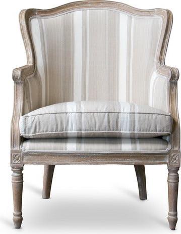 Wholesale Interiors Accent Chairs - Charlemagne Traditional French Accent Chair-Oak (Brown Stripe)