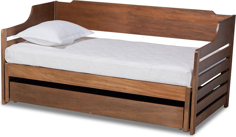 Wholesale Interiors Daybeds - Jameson Walnut Brown Finished Expandable Twin Size to King Size Daybed with Storage Drawer