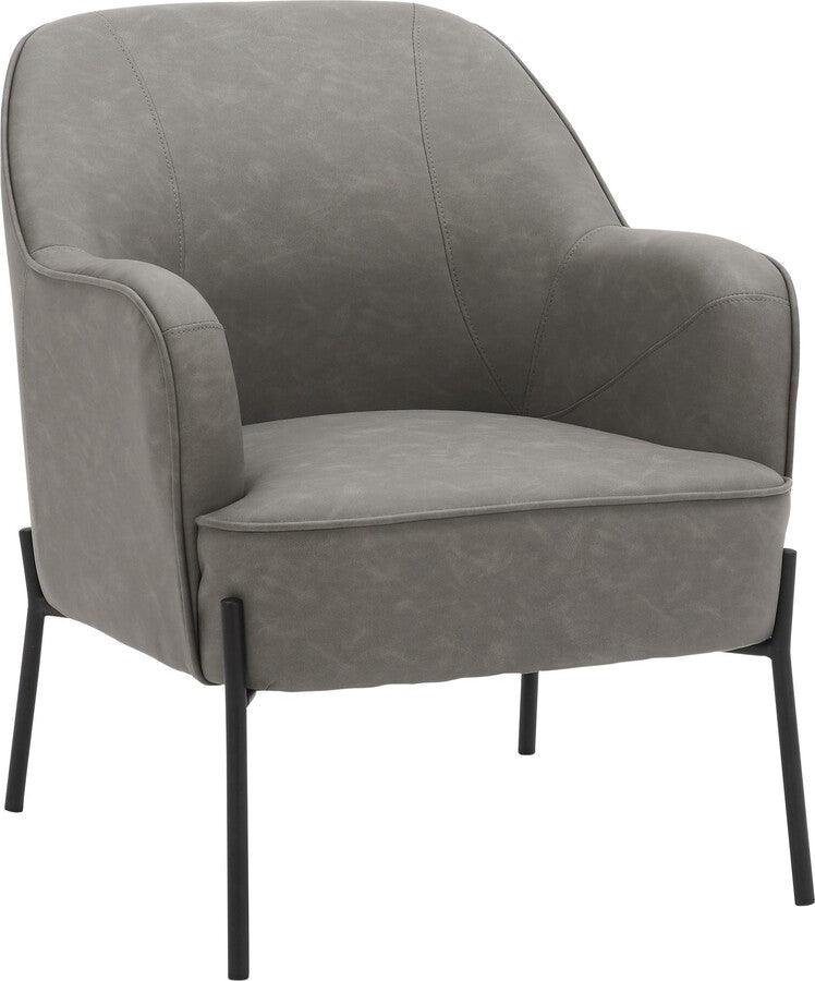 Lumisource Accent Chairs - Daniella Contemporary Accent Chair In Black Metal & Grey Faux Leather