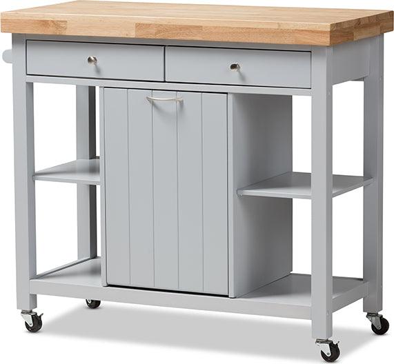 Wholesale Interiors Kitchen & Bar Carts - Hayward Coastal and Farmhouse Light Grey Wood Kitchen Cart