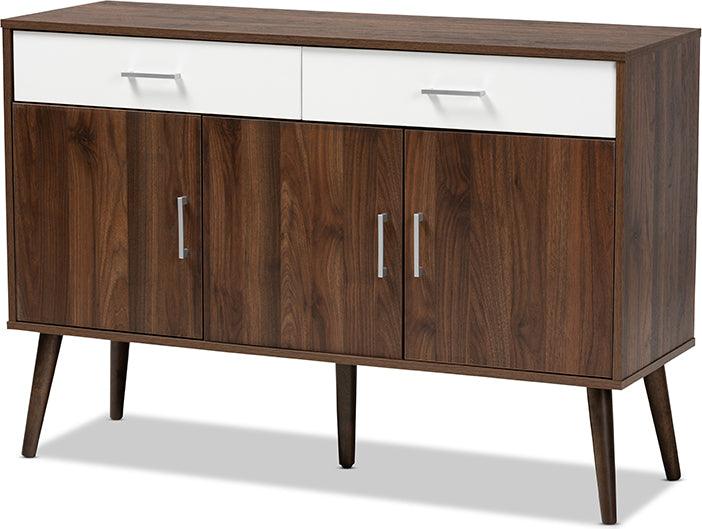 Wholesale Interiors Buffets & Sideboards - Leena Modern Two-Tone and Walnut Finished Wood 2-Drawer Sideboard Buffet Walnut Brown & White