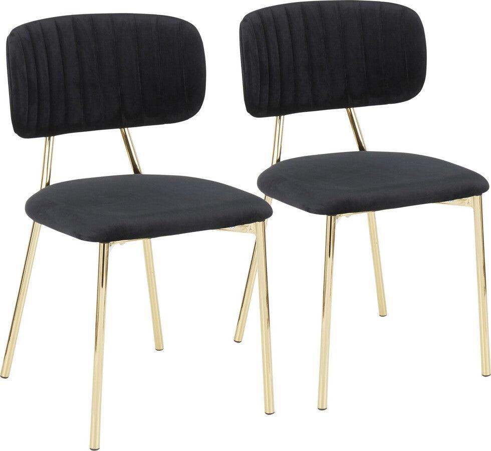 Lumisource Accent Chairs - Bouton Contemporary/Glam Chair In Gold Metal & Black Velvet (Set of 2)