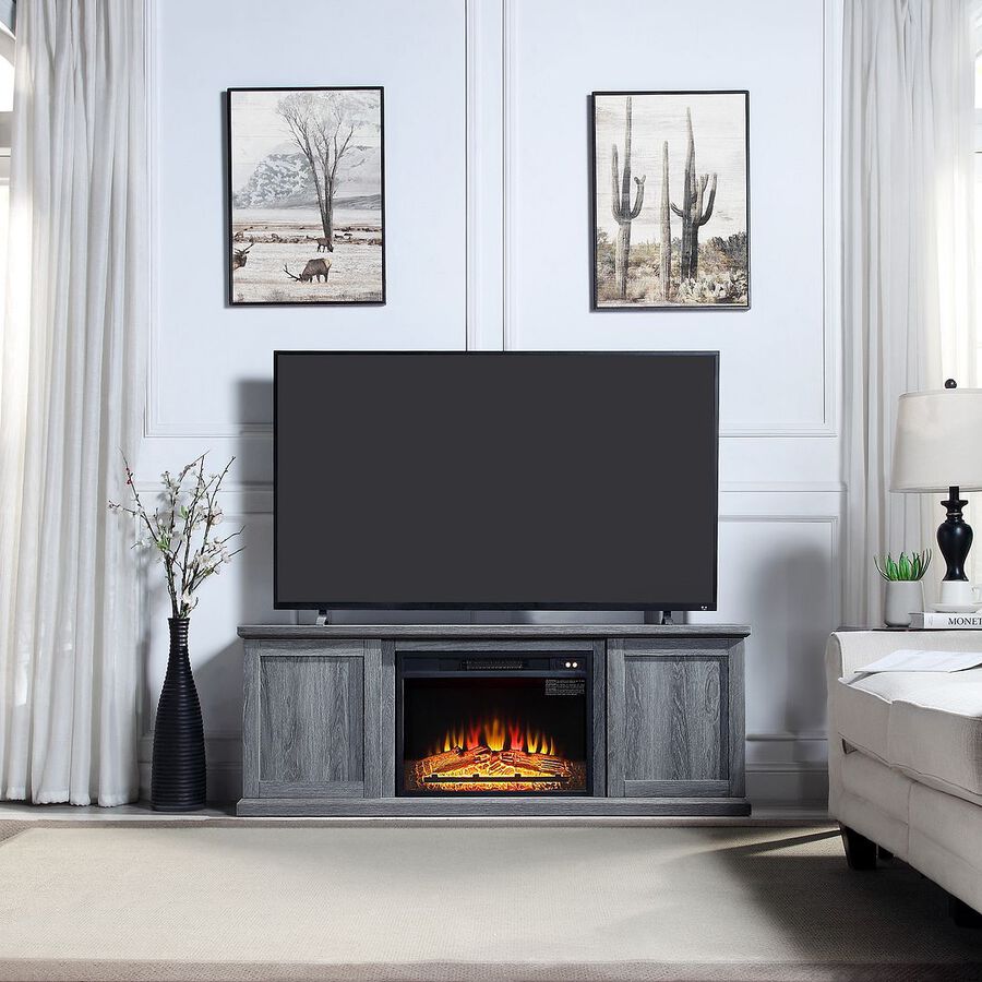 Manhattan Comfort Fireplaces - Franklin Fireplace in Grey