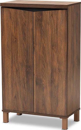 Wholesale Interiors Shoe Storage - Talon Two-Tone Walnut Brown and Dark Grey Finished Wood 2-Door Shoe Storage Cabinet