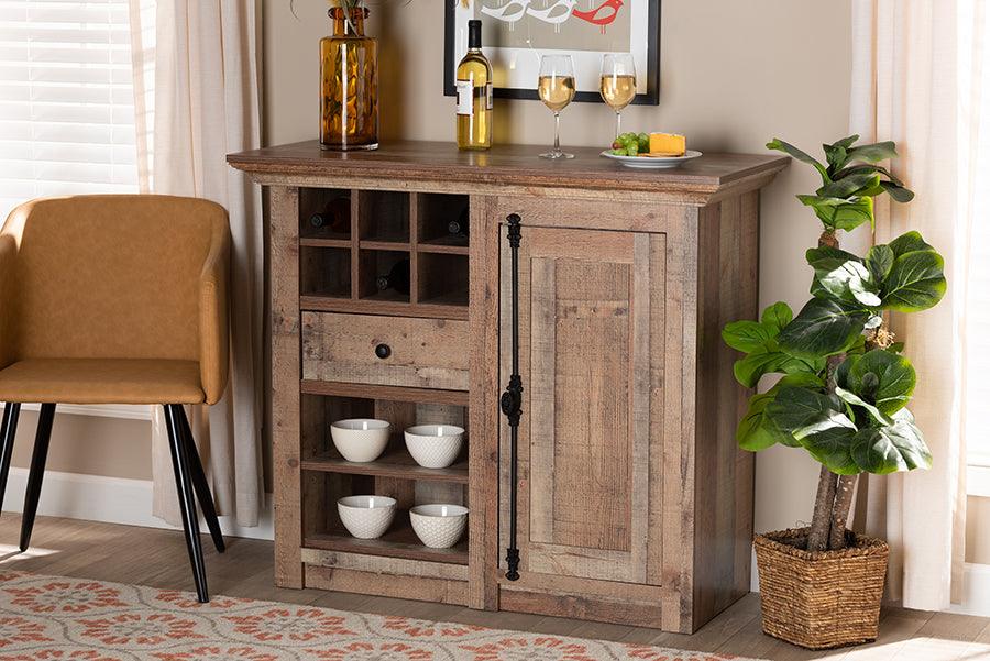 Wholesale Interiors Buffets & Sideboards - Albert Farmhouse Rustic Oak Finished Wood 1-Door Dining Room Sideboard Buffet Oak Brown