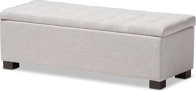 Wholesale Interiors Benches - Roanoke Grayish Beige Fabric Upholstered Grid-Tufting Storage Ottoman Bench