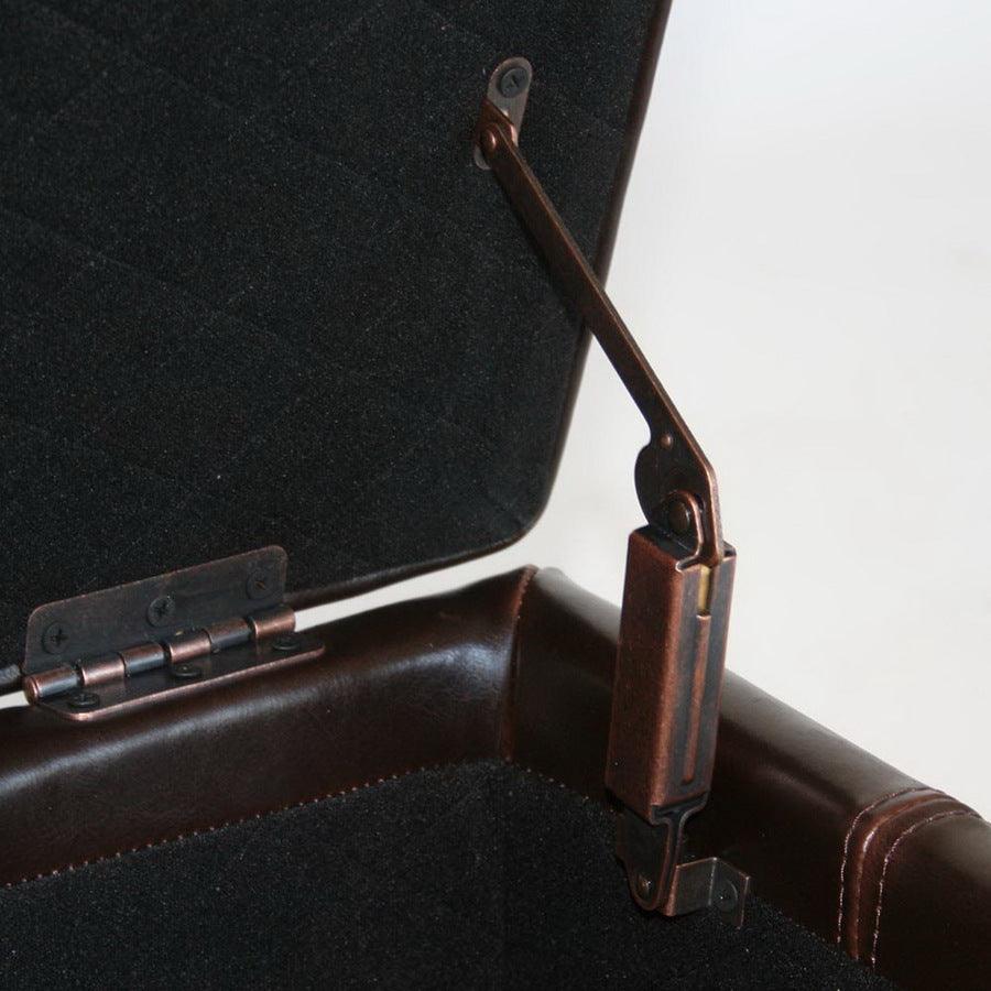Wholesale Interiors Ottomans & Stools - Agustus Brown Leather Storage Ottoman