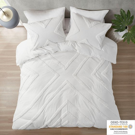 Olliix.com Comforters & Blankets - Cotton Chenille Comforter Set Ivory Full/Queen