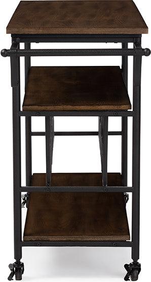 Wholesale Interiors Kitchen & Bar Carts - Bradford Antique Black Textured Finish Metal Distressed Wood Mobile Kitchen Bar Serving Wine Cart