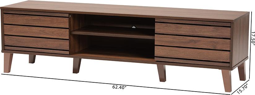Wholesale Interiors TV & Media Units - Teresina Mid-Century Modern Transitional Walnut Brown Finished Wood 2-Door TV Stand
