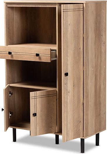 Wholesale Interiors Buffets & Sideboards - Patterson Modern and Contemporary Oak Brown Finished 1-Drawer Kitchen Storage Cabinet