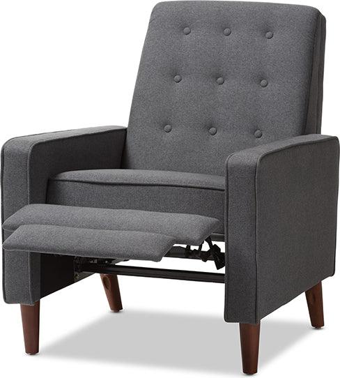 Wholesale Interiors Accent Chairs - Mathias Mid-Century Modern Grey Fabric Upholstered Lounge Chair