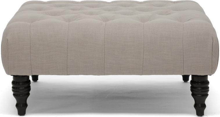 Wholesale Interiors Ottomans & Stools - Keswick Beige Linen Modern Tufted Ottoman