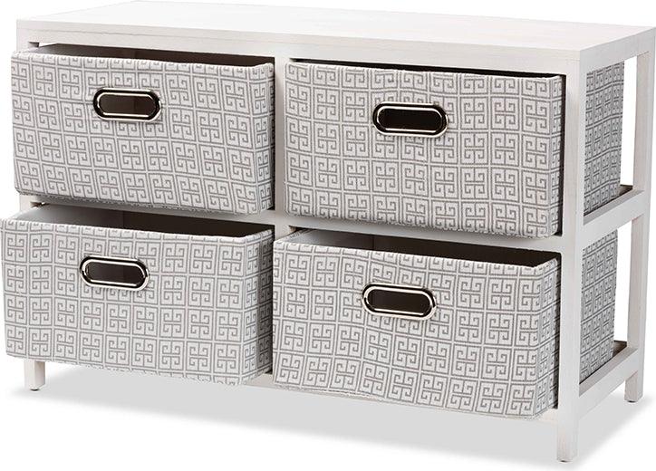 Wholesale Interiors Bedroom Organization - Camber Modern and Contemporary White Finished Wood 4-Basket Storage Unit