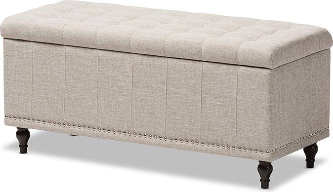 Wholesale Interiors Benches - Kaylee Modern Classic Beige Fabric Upholstered Button-Tufting Storage Ottoman Bench