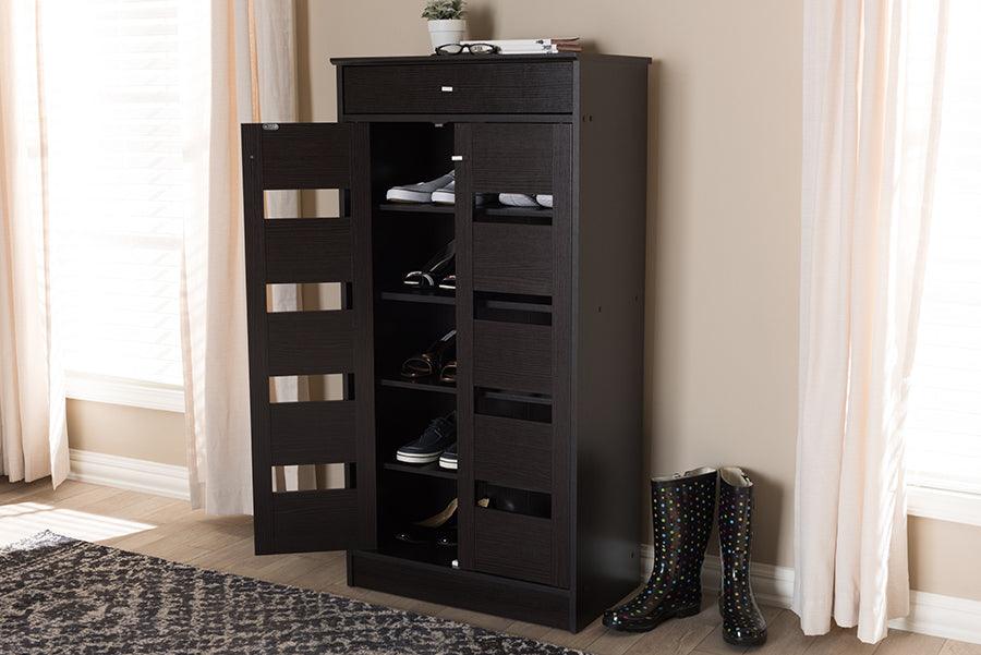 Wholesale Interiors Shoe Storage - Acadia Modern and Contemporary Wenge Brown Finished Shoe Cabinet