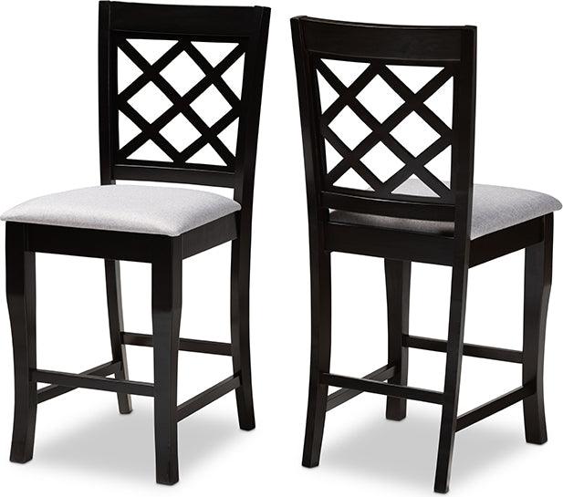 Wholesale Interiors Barstools - Alora Grey Fabric Upholstered Espresso Brown Finished 2-Piece Wood Counter Stool Set Of 4