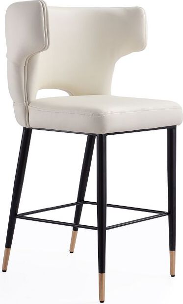 Manhattan Comfort Barstools - Holguin 37" Counter Stool with Tufted Back Buttons in Cream