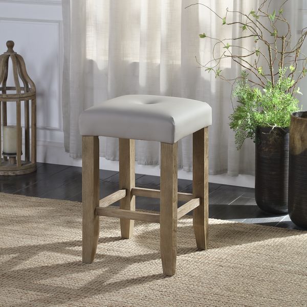 ACME Barstools - ACME Charnell Counter Height Stool (Set-2), Gary PU & Oak Finish