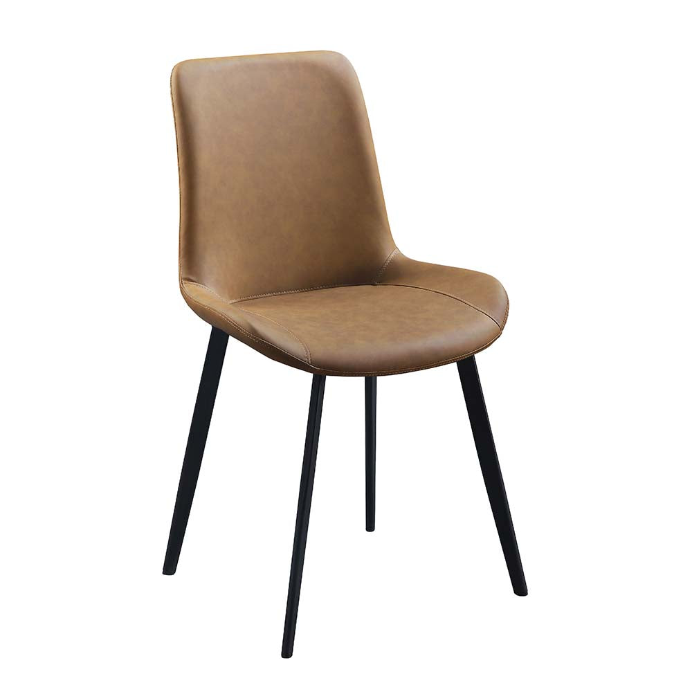 ACME Dining Chairs - ACME Abiram Side Chair (Set-2), Brown PU