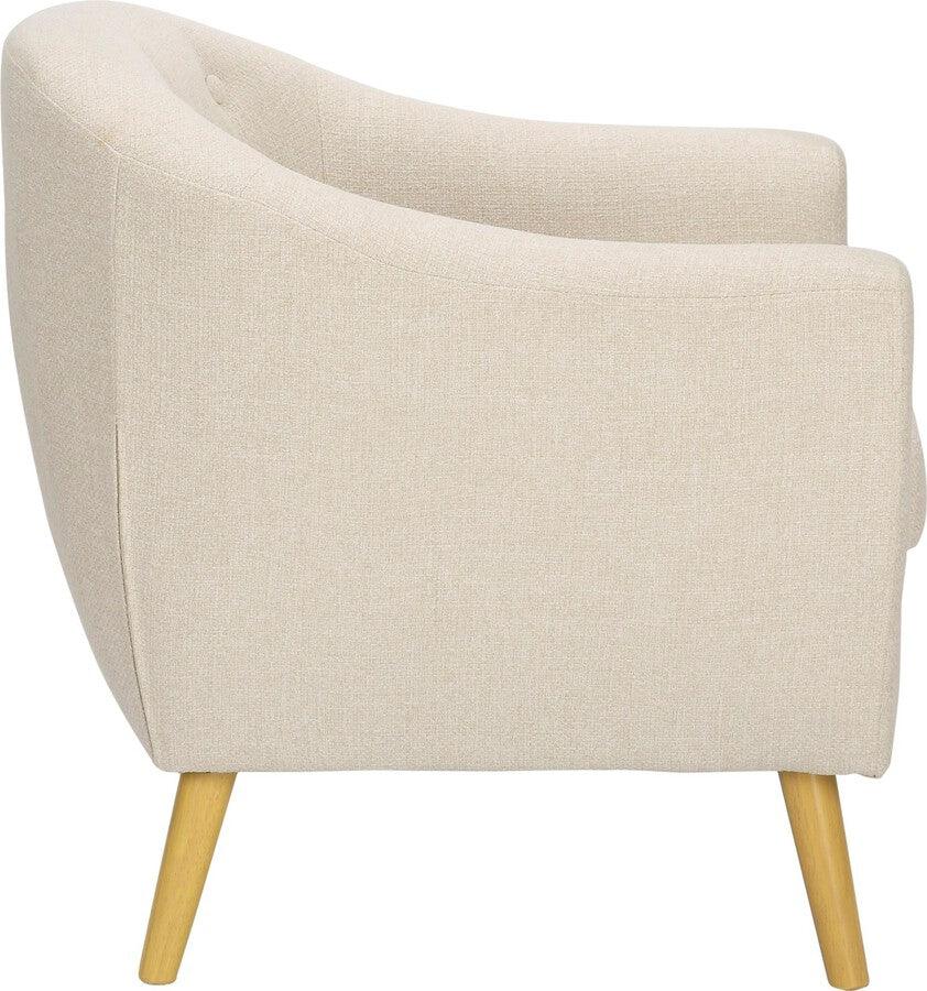 Lumisource Accent Chairs - Rockwell Accent Chair In Cream Fabric & Natural Wood