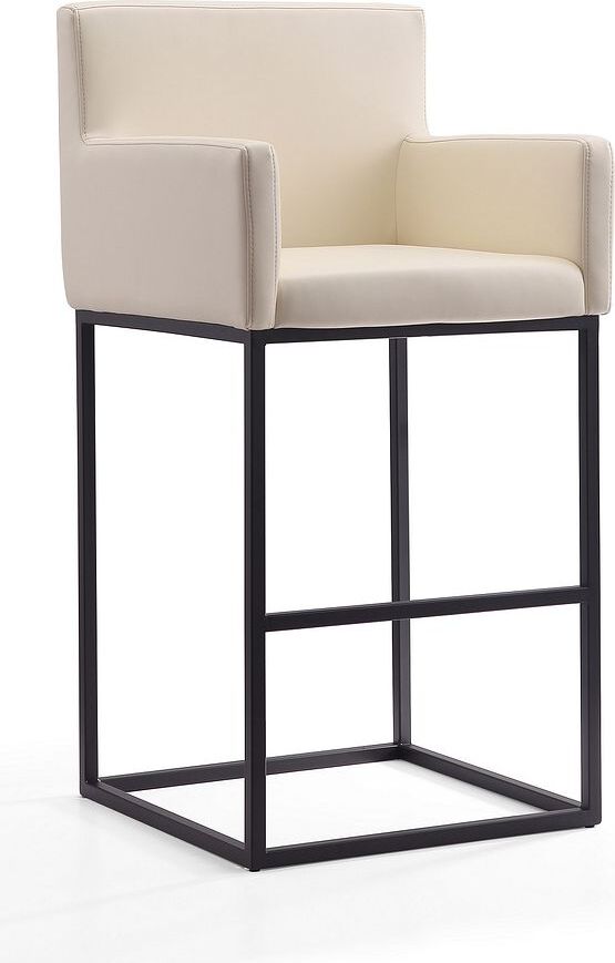 Manhattan Comfort Barstools - Ambassador 42 in. Cream and Black Metal Barstool