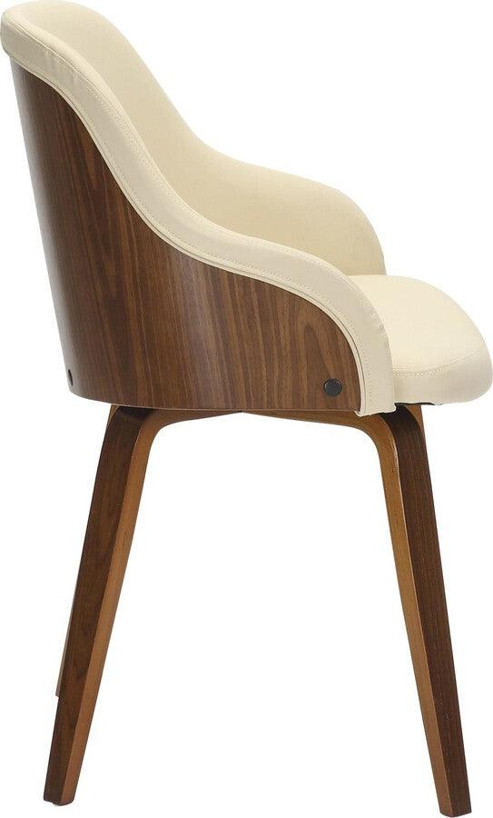 Lumisource Dining Chairs - Bacci Dining/Accent Chair In Walnut Wood & Cream Faux Leather