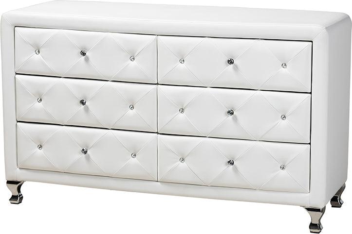 Wholesale Interiors Dressers - Luminescence White Faux Leather Upholstered Dresser