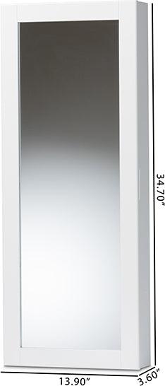 Wholesale Interiors Cabinets & Wardrobes - Pontus Modern and Contemporary White Wood Wall-Mountable Jewelry Armoire with Mirror