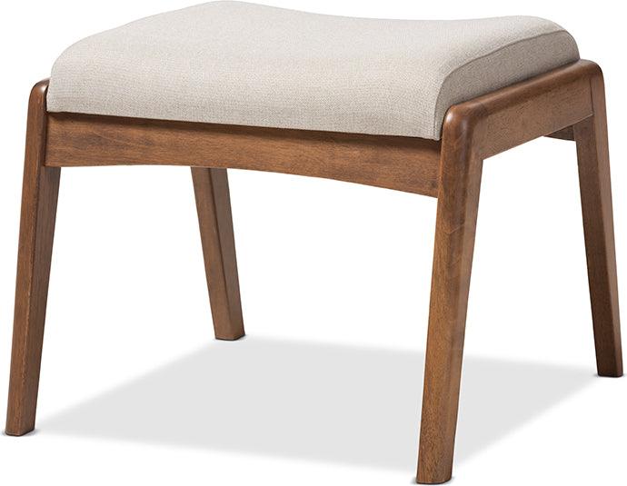Wholesale Interiors Ottomans & Stools - Roxy Mid-Century Ottoman Light Beige & Walnut Brown