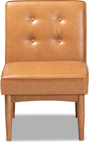 Wholesale Interiors Dining Chairs - Arvid Mid-Century Dining Chair Tan & walnut brown