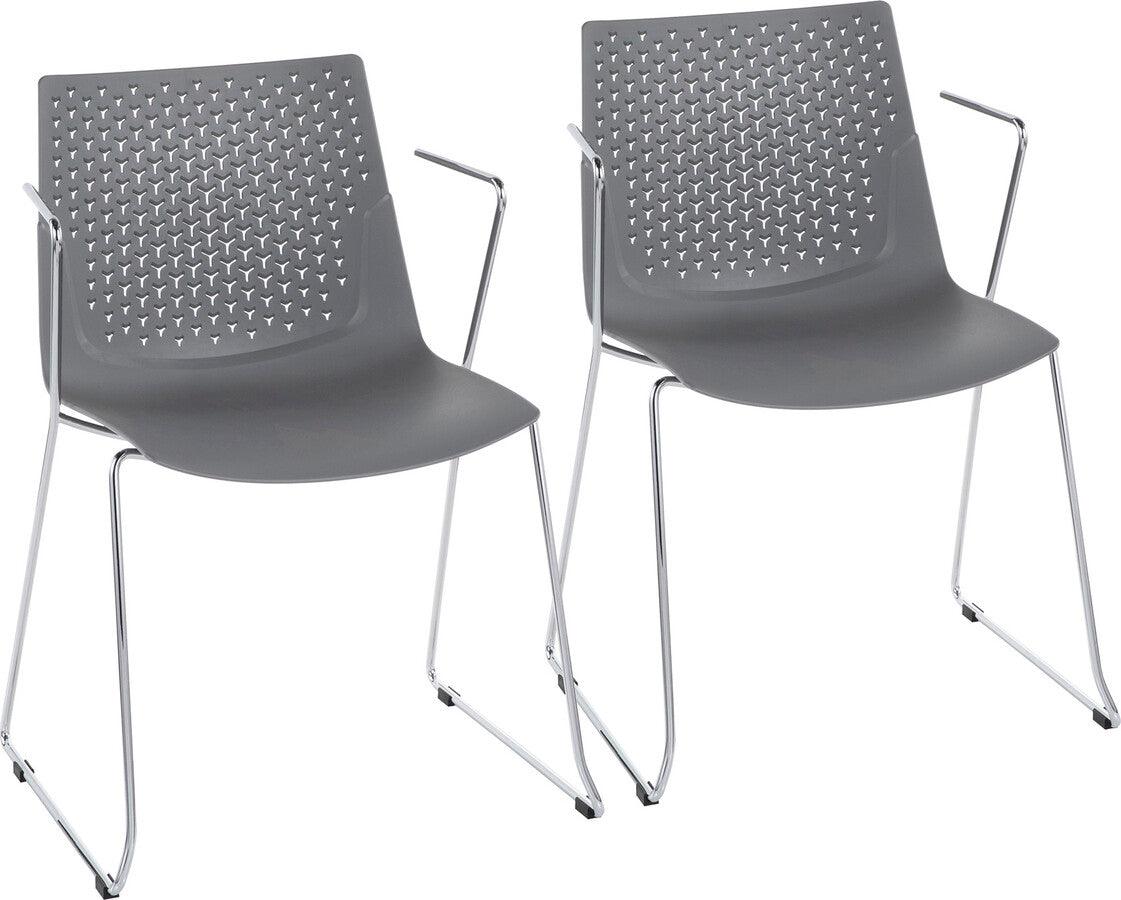 Lumisource Living Room Sets - Matcha Chair 32" Chrome & Gray Polypropylene (Set of 2)