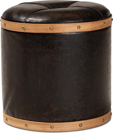 Wholesale Interiors Ottomans & Stools - Farrow Modern Ottoman Dark Brown & Oak Brown