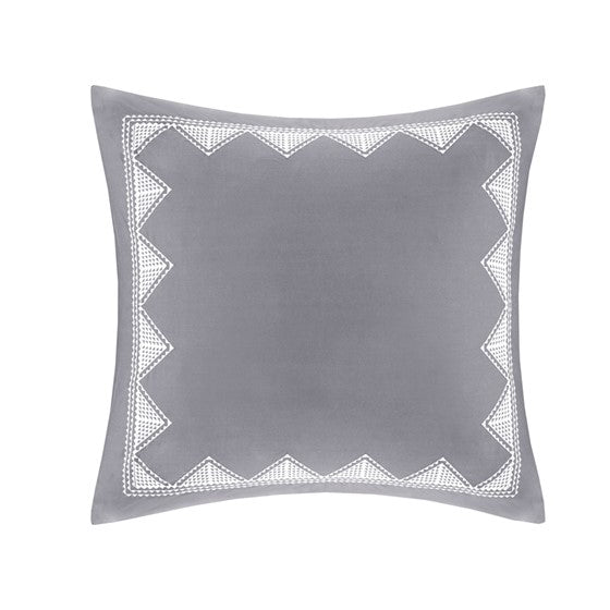Olliix.com Bed Skirts - Cotton Embroidered Euro Sham Gray