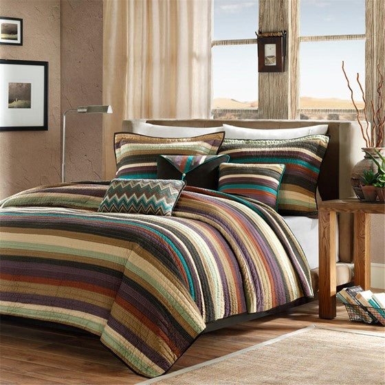 Olliix.com Coverlet - Reversible Quilt Set with Throw Pillows Multi Twin XL
