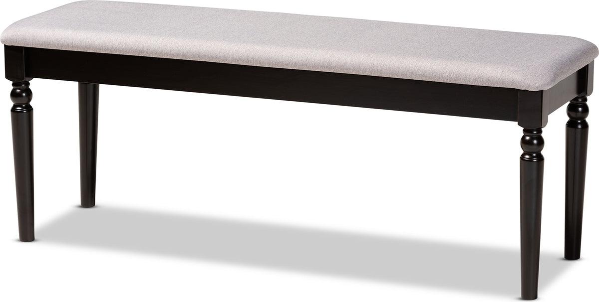 Wholesale Interiors Benches - Giovanni Modern and Contemporary Grey Fabric Upholstered and Dark Brown Finished Wood Dining Bench