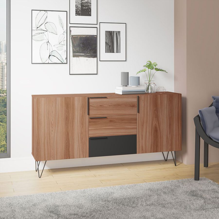 Manhattan Comfort Buffets & Cabinets - Beekman 62.99 Sideboard in Brown and Black