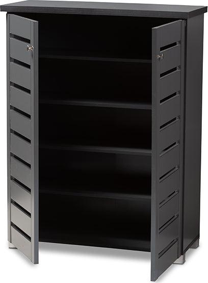 Wholesale Interiors Shoe Storage - Adalwin Modern and Contemporary Dark Gray 2-Door Wooden Entryway Shoe Storage Cabinet