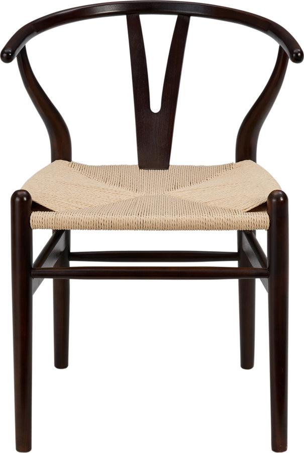 Euro Style Dining Chairs - Evelina Side Chair in Walnut with Natural Rush Seat - Set of 2