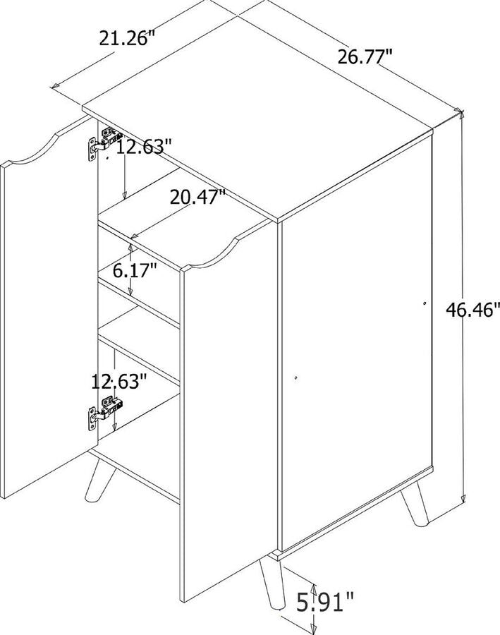 Manhattan Comfort Shoe Storage - Hampton Shoe Closet with 4 Shelves Solid Wood Legs in White