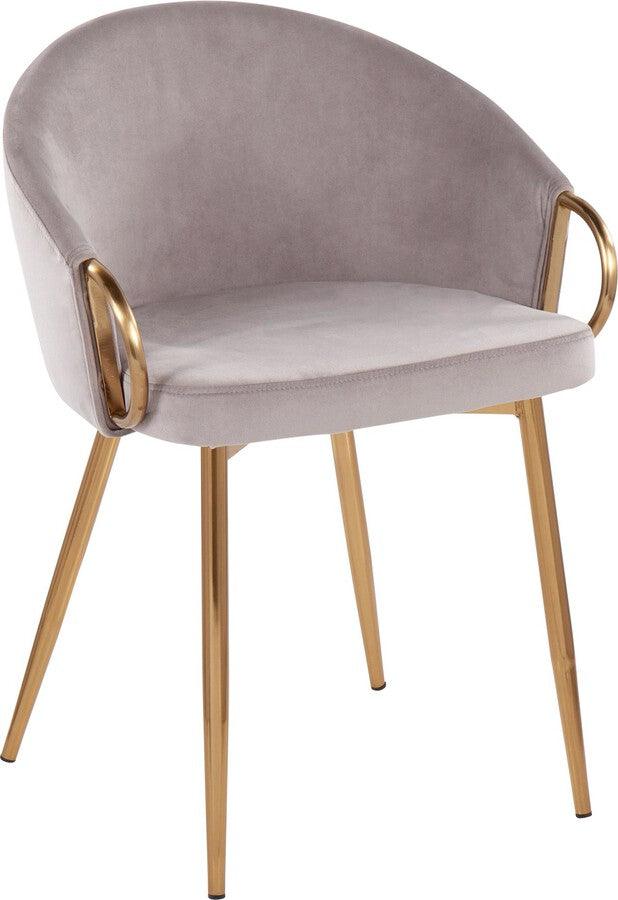 Lumisource Accent Chairs - Claire Contemporary/Glam Chair In Gold Metal & Silver Velvet